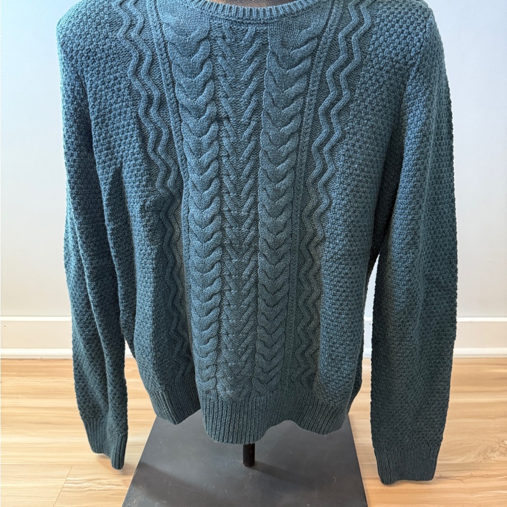 Brooks Brothers Green Crewneck Cable Knit Sweater